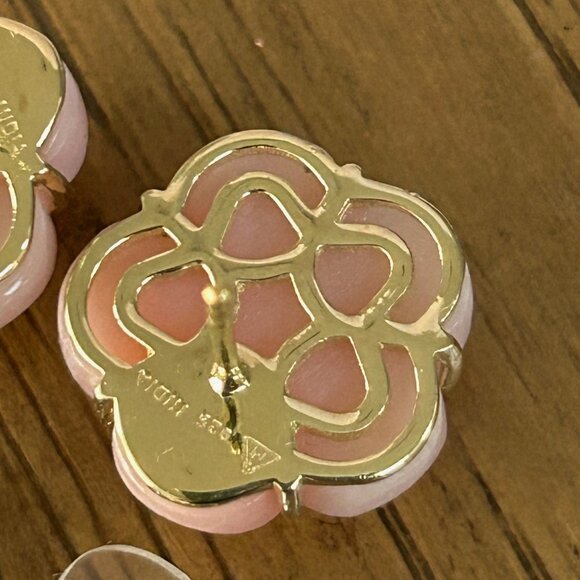 Rarities Carol Brodie Carved Pink Opal and Tourmaline Stud Earrings NWT - Picture 5 of 5